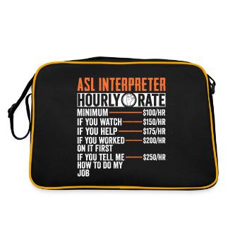 ASL Interprète Taux horaire Drôle DHH Américain - Sac Retro - noir/or - Dos