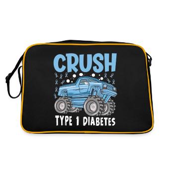 Typ-1-Diabetes T1D Kinder Blue Ribbon Diabetiker - Retro Tasche - Schwarz/Gold - Hinten