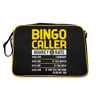 Bingo Anrufer Stundensatz Lustiges Lotteriespiel Bingo - Retro Tasche - Schwarz/Gold - Hinten