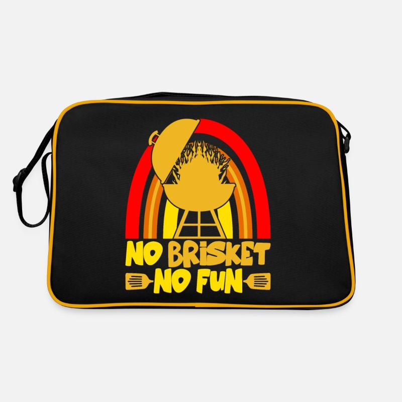 Barbecue, poitrine, viande, steak, BBQ, cuisson - Sac Retro - noir/or