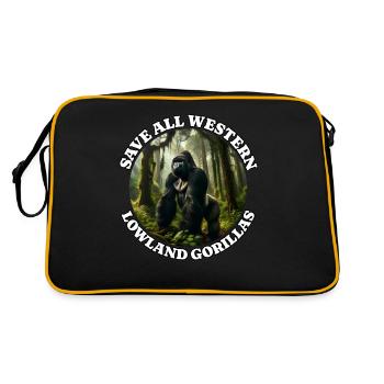 Save Westlicher Flachland Gorilla - Retro Tasche - Schwarz/Gold - Hinten