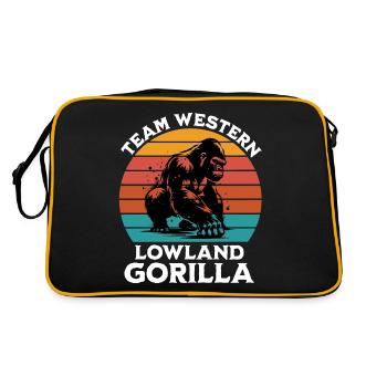 Westlicher Flachland Gorilla Sprüche - Retro Tasche - Schwarz/Gold - Hinten