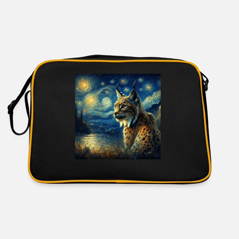 Iberian lynx Starry Night Retro Bag