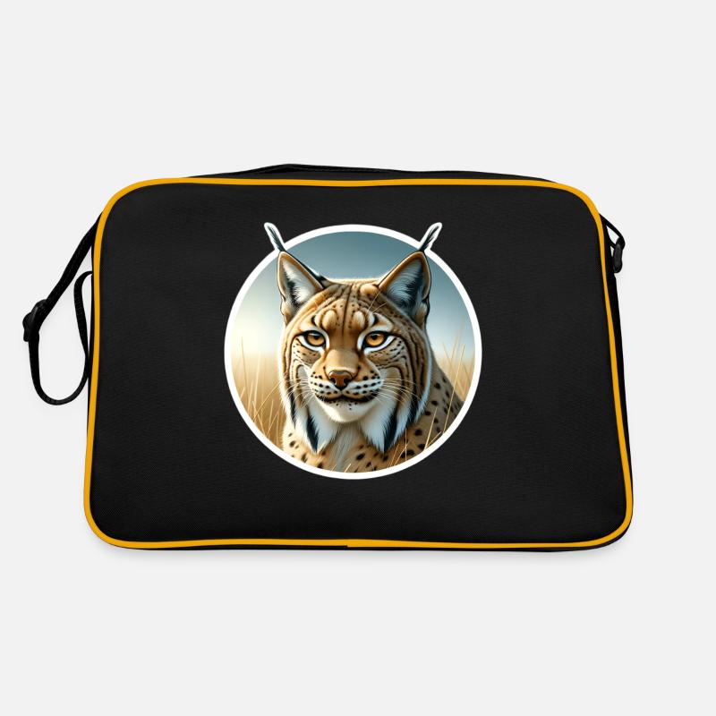 Iberischer Luchs - Retro Tasche - Schwarz/Gold