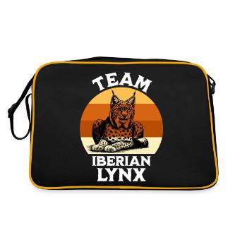 Iberischer Luchs Sprüche - Retro Tasche - Schwarz/Gold - Hinten
