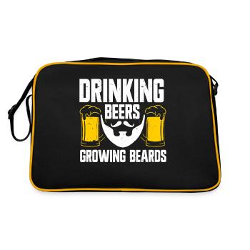 Drinking Beers And Growing Beards, Funny Beard - Retro Tasche - Schwarz/Gold - Hinten