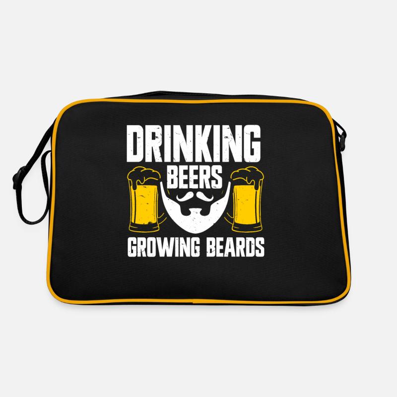 Drinking Beers And Growing Beards, Funny Beard Retro Bag