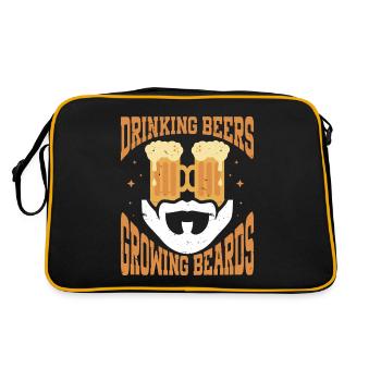 Drinking Beers And Growing Beards, Funny Beard - Retro Tasche - Schwarz/Gold - Hinten