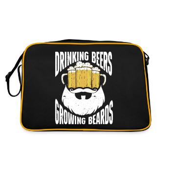 Drinking Beers And Growing Beards, Funny Beard - Retro Tasche - Schwarz/Gold - Hinten