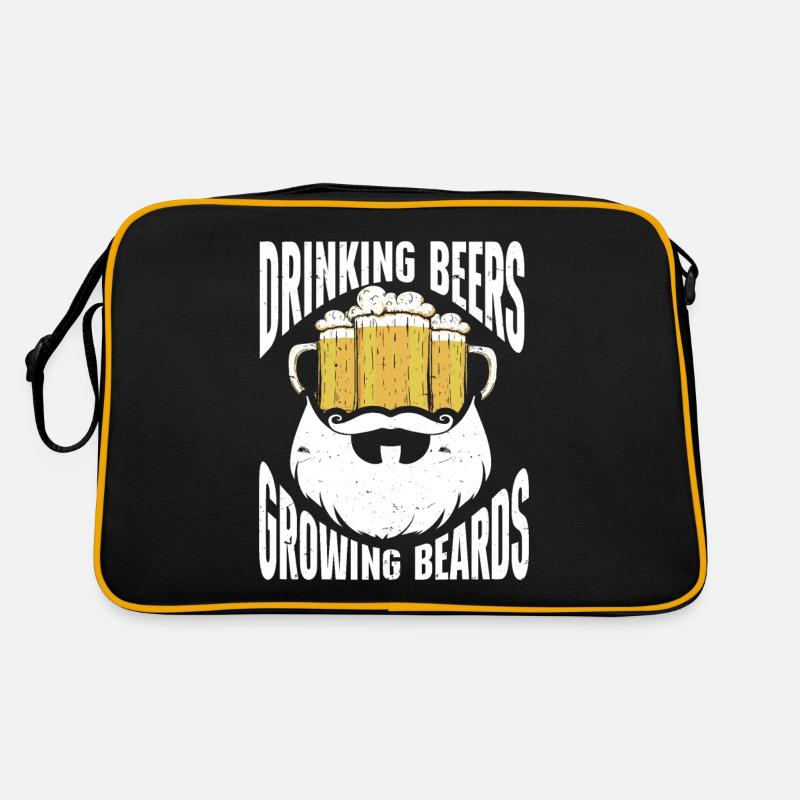 Drinking Beers And Growing Beards, Funny Beard Retro Bag
