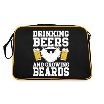 Drinking Beers And Growing Beards, Funny Beard - Retro Tasche - Schwarz/Gold - Hinten