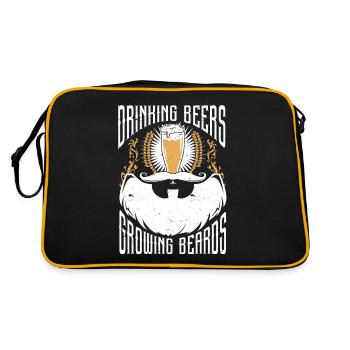 Drinking Beers And Growing Beards, Funny Beard - Retro Tasche - Schwarz/Gold - Hinten