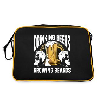 Drinking Beers And Growing Beards, Funny Beard - Retro Tasche - Schwarz/Gold - Hinten