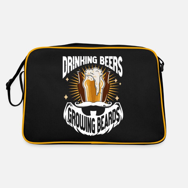 Drinking Beers And Growing Beards, Funny Beard Retro Bag