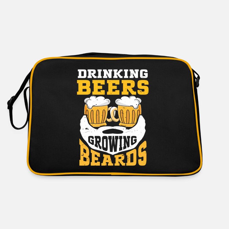 Drinking Beers And Growing Beards, Funny Beard Retro Bag