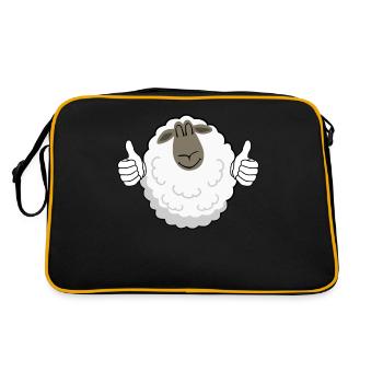 Thumbs up Sheep - Retro Tasche - Schwarz/Gold - Hinten