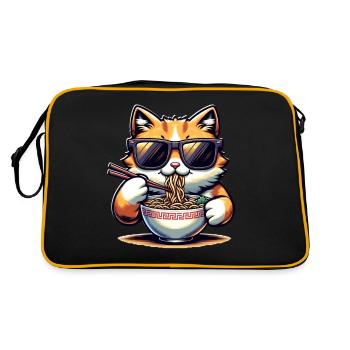 Katze Ramen - Retro Tasche - Schwarz/Gold - Hinten