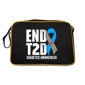 Type 2 Awareness T2D Blue Ribbon Useless Pancreas - Retro Bag - black/gold - Back