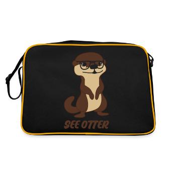 Otter with Glasses Otters - Retro Bag - black/gold - Back