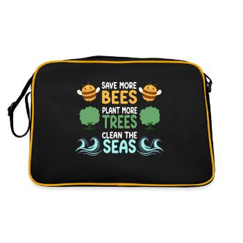 Save More Bees Plant More Trees Clean The Seas - Retro Bag - black/gold - Back