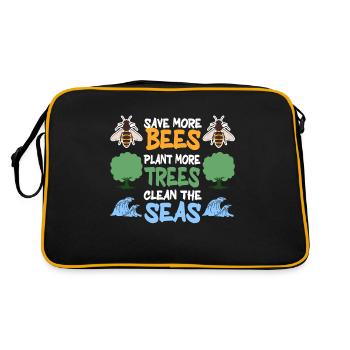 Save More Bees Plant More Trees Clean The Seas - Retro Bag - black/gold - Back