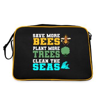 Save More Bees Plant More Trees Clean The Seas - Retro Bag - black/gold - Back