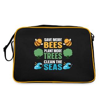 Save More Bees Plant More Trees Clean The Seas - Retro Bag - black/gold - Back