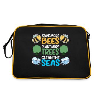 Save More Bees Plant More Trees Clean The Seas - Retro Bag - black/gold - Back