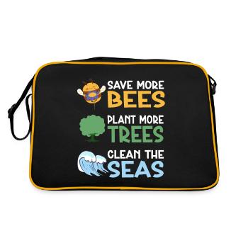 Save More Bees Plant More Trees Clean The Seas - Retro Bag - black/gold - Back