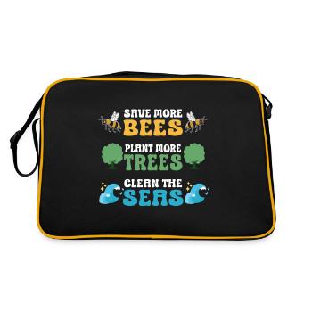 Save More Bees Plant More Trees Clean The Seas - Retro Bag - black/gold - Back
