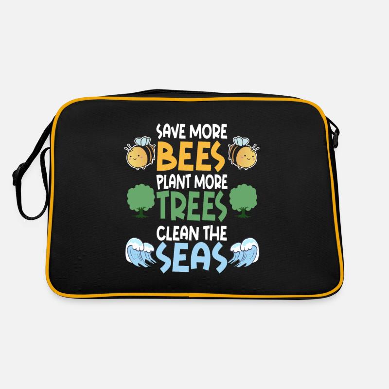 Save More Bees Plant More Trees Clean The Seas Retro Bag