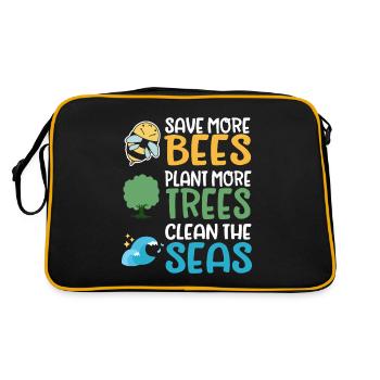 Save More Bees Plant More Trees Clean The Seas - Retro Bag - black/gold - Back