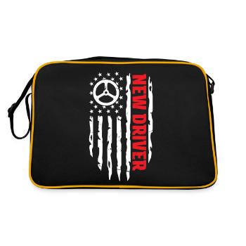 New Driver Funny Driver USA Flag Patriotic Driver - Retro Bag - black/gold - Back