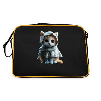 Chaton au look fantôme - Design mignon d’Halloween - Sac Retro - noir/or - Dos