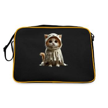 Cute Ghost Kitten - Halloween Disguise - Retro Bag - black/gold - Back
