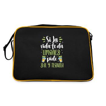 Tequila Sunrise Booze Party Mexique Cadeau - Sac Retro - noir/or - Dos