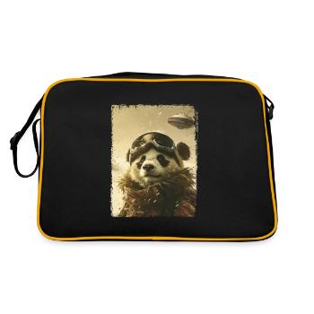 UFO Retro Vintage Uncanny Alien Winter Panda - Retro Bag - black/gold - Back