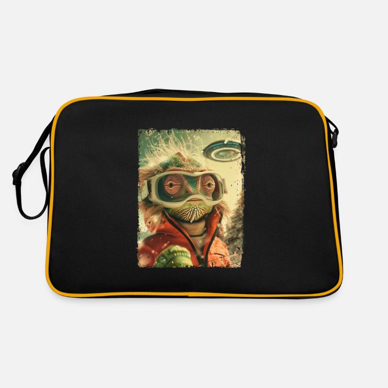 UFO Retro Vintage Uncanny Alien Ski Lizard Retro Tasche