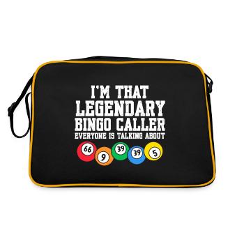 Ich bin der legendäre Bingo-Anrufer lustige Lotterie - Retro Tasche - Schwarz/Gold - Hinten