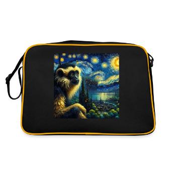 Schopfgibbon Starry Night - Retro Tasche - Schwarz/Gold - Hinten