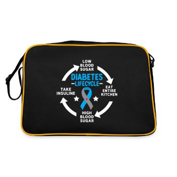 Drôle Diabétique Ruban Bleu T1D Diabète Juvénile - Sac Retro - noir/or - Dos