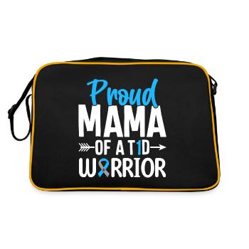 T1D Mama Type 1 Diabetes Blue Ribbon Useless - Retro Bag - black/gold - Back