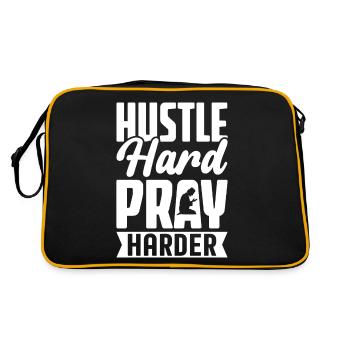Hustle Hard Pray Harder Muslim Islamic Salah - Retro Bag - black/gold - Back
