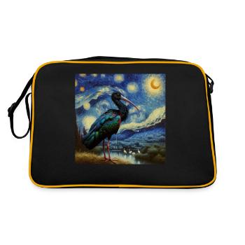 Northern Bald Ibis Starry Night - Retro Bag - black/gold - Back