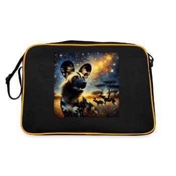 Chien sauvage africain Nuit étoilée - Sac Retro - noir/or - Dos