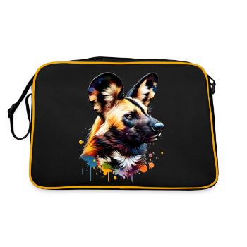 aAfrican wild dog - Retro Bag - black/gold - Back