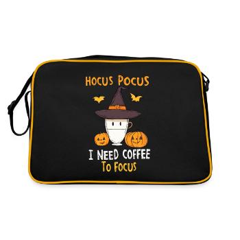 Hocus Pocus Kaffee Hexe Niedlich Lustig - Retro Tasche - Schwarz/Gold - Hinten