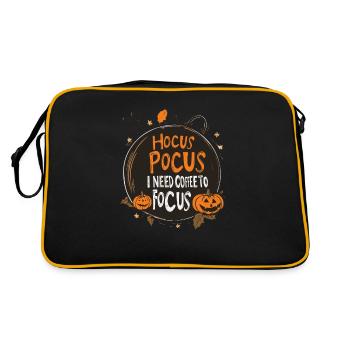 Hocus Pocus Kaffee Halloween Kürbis Lustig - Retro Tasche - Schwarz/Gold - Hinten