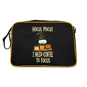 Hocus Pocus Kaffee Halloween Hexe Lustig - Retro Tasche - Schwarz/Gold - Hinten