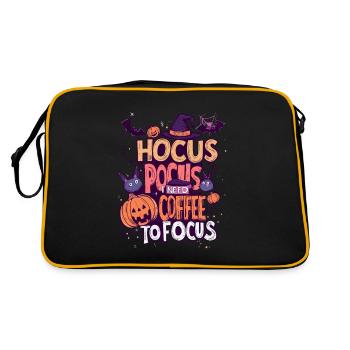 Hocus Pocus Halloween Kaffee Kürbis Fledermäuse - Retro Tasche - Schwarz/Gold - Hinten